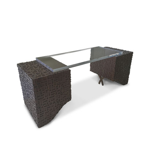 Contemporary desk - 83-0012 LONGINES  - Christopher Guy - mahogany / glass