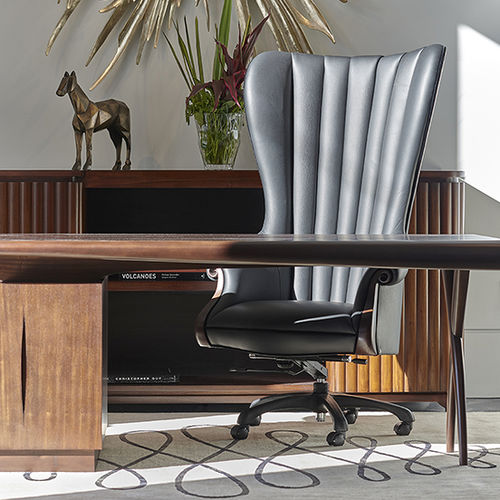 Traditional executive chair - 60-0346 PRÉSIDENTE - Christopher Guy - fabric / mahogany / high-back