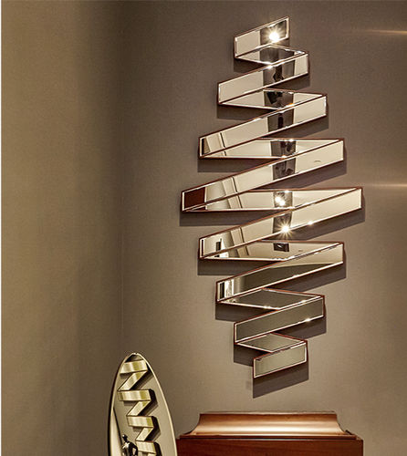 Wall-mounted mirror - Banderolle  - Christopher Guy - contemporary / wooden / customizable color
