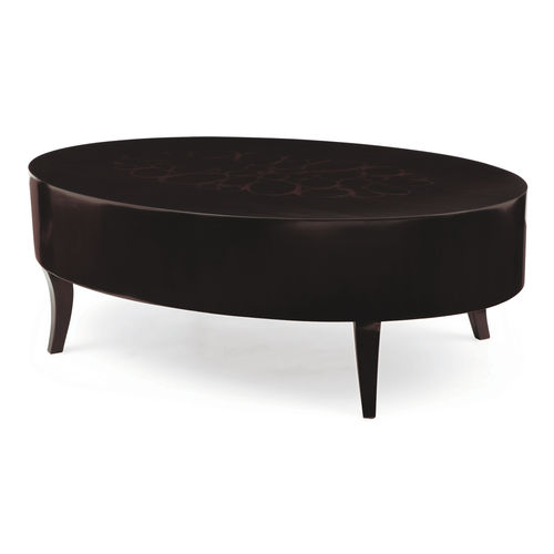 Traditional coffee table - 76-0012 HILTON  - Christopher Guy - wood veneer / mahogany base / oval