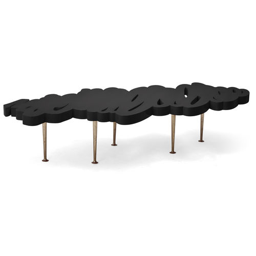 Original design coffee table - 76-0408 MORAND - Christopher Guy - mahogany / engineered stone / brass base