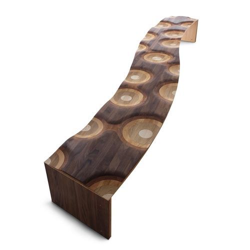 Design public bench - RIPPLES “LIKE A RIVER” - CASAMANIA HORM - composite / cherrywood / mahogany