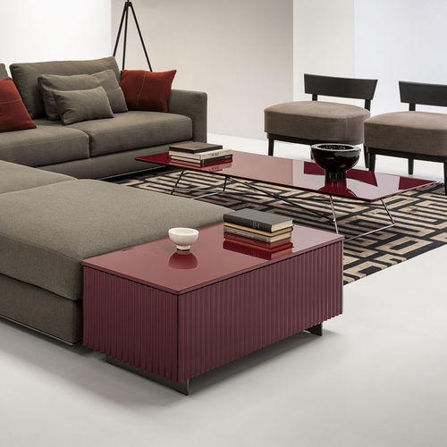 Contemporary side table - LEON  - CASAMANIA HORM - painted metal / lacquered MDF / painted metal base