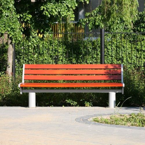 Contemporary public bench - LA7 - F.P.H. Art Metal Sp.J. - wooden / galvanised steel / commercial