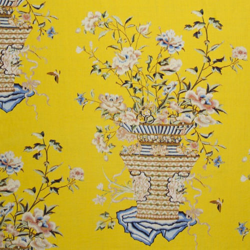 Curtain fabric - BONSAI OF THE VANITIES : BRODERIQUE - JIM THOMPSON - floral pattern / linen / embroidered