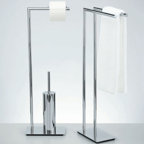Chrome-plated brass toilet brush - STRAIGHT 6 - Decor Walther Einrichtungs GmbH - floor / with towel rack