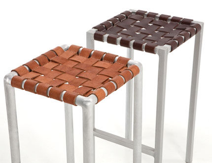 Contemporary stool - RA-DO - MAOLI - leather