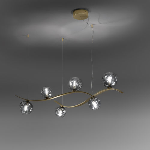 Pendant lamp - NATURE 691/6 - iDL - metal / blown glass / smoked glass