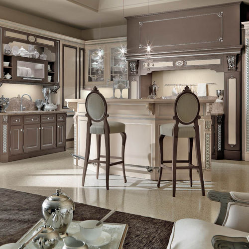 Traditional kitchen - BREAKFAST AT TIFFANY’S - MARTINI MOBILI - lacquered wood / island / with handle