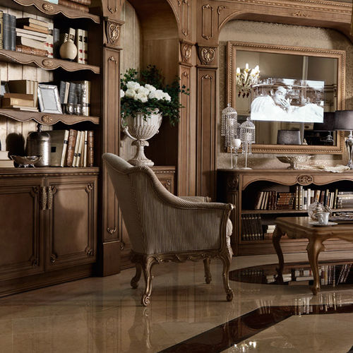 Traditional armchair - FLORENCE - MARTINI MOBILI - fabric / walnut