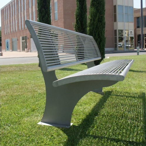 Contemporary public bench - SAN REMO  - TLF srl - stainless steel / with backrest / without armrests