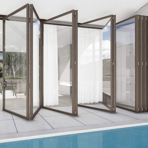 Folding door - SKYLINE BIFOLD - CARMINATI SERRAMENTI. - entry / wooden / chrome