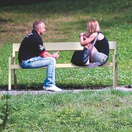 Contemporary public bench - CASTEO SENIOR WPC - CITY DESIGN - exotic wood / larch / galvanised steel