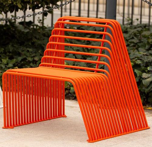 Contemporary armchair - OBLIQUE S - CITY DESIGN - galvanised steel / galvanised steel / white