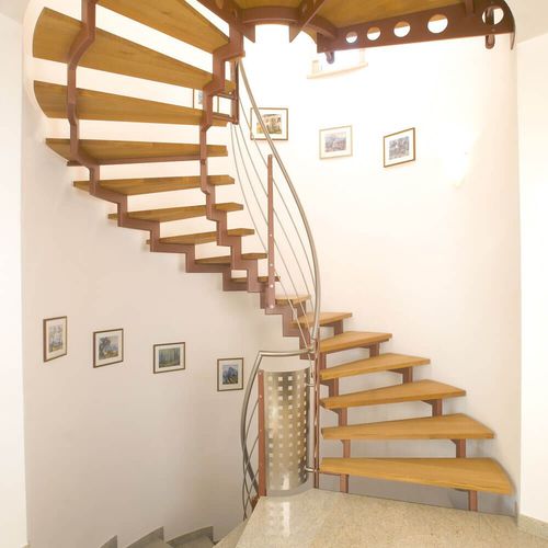 Helical staircase - B 408 - METALL CONCEPT - wooden step / metal frame / home