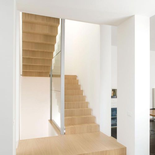 Half-turn staircase - A 226 - METALL CONCEPT - wooden step / metal frame / home