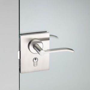Glass door handle - HGL_2MM_022 - PBA - metal / contemporary / with lock