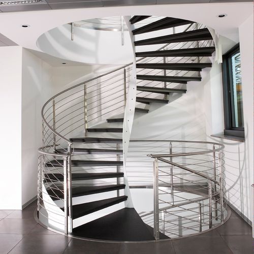 Spiral staircase - ELI AC 12 - RIZZI - stone step / stainless steel frame / contemporary