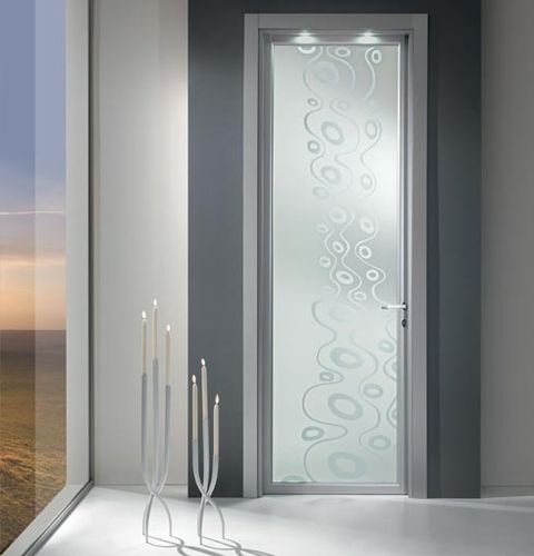 Interior door - JAZZ - CRISTAL PORTE D'ARREDO - aluminum / swing / glazed