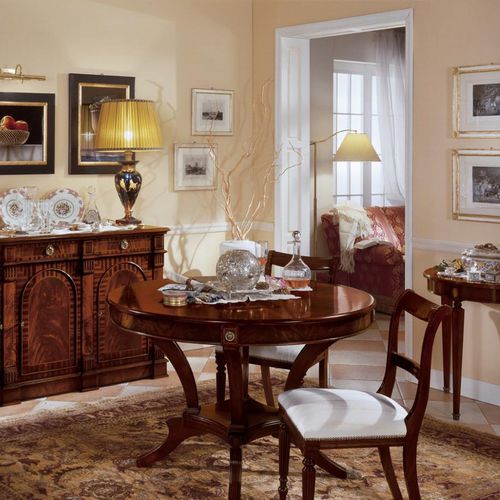 Classic dining table - 703X - SALCA ASIAGO - mahogany / mahogany base / round