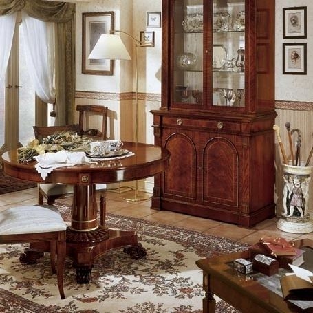 Traditional dining table - 706X - SALCA ASIAGO - mahogany / mahogany base / round