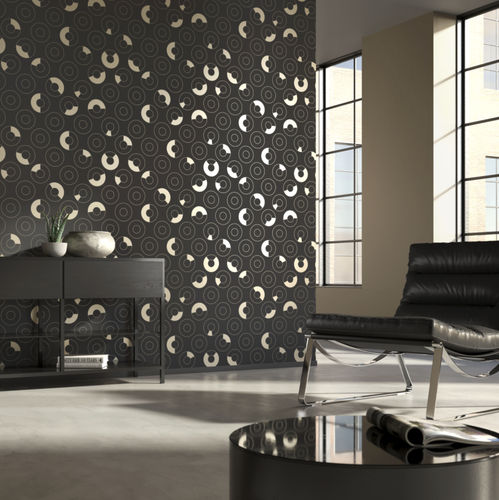 Contemporary wallpaper - FIELDS - NOVACOLOR - geometric pattern / fabric look / gray