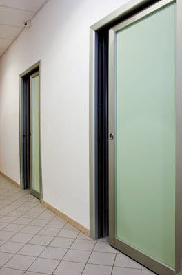 Interior door - GES GROUP - aluminum / laminate / sliding