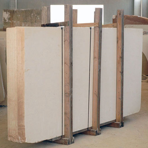 Limestone stone slab - BIANCO CAVE - for floor / marble look / white