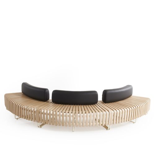 Contemporary public bench - Baus - FI.MA DI MASINI E FIGLI - powder-coated steel / plastic / with backrest
