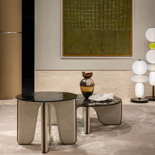 Contemporary coffee table - VESTA - TURRI - smoked glass / walnut base / lacquered MDF base
