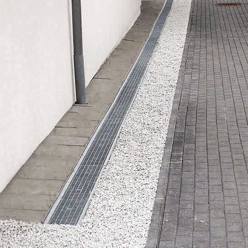 Drainage channel with grating - DACHFIX STEEL - HAURATON - single / composite / galvanised steel grate