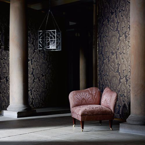 Contemporary wallpaper - ACANTHA  - Zoffany - damask pattern / fabric look / blue