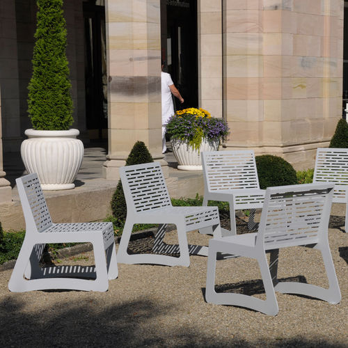 Contemporary chair - CHALIDOR 200 - BENKERT BÄNKE - outdoor / in lacquered stainless steel / made from recycled materials