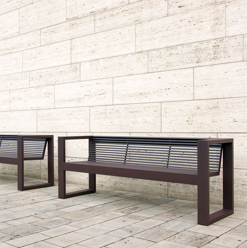 Contemporary public bench - SICORUM M300 - BENKERT BÄNKE - in lacquered stainless steel / with backrest / with armrests