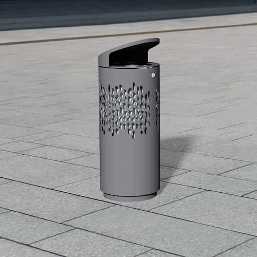 Public trash can - 1420 - BENKERT BÄNKE - in lacquered stainless steel / with built-in ashtray / hooded