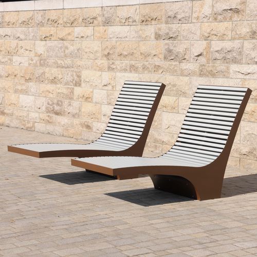 Contemporary sun lounger - COMFONY 600 - BENKERT BÄNKE - thermo-lacquered aluminum / in lacquered stainless steel / for public space