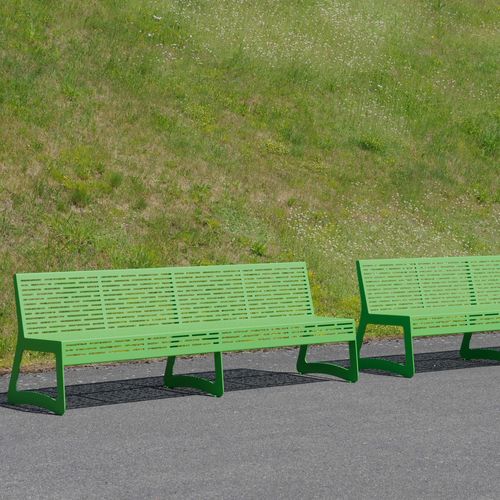 Contemporary public bench - CHALIDOR 200  - BENKERT BÄNKE - in lacquered stainless steel / with backrest / for public building