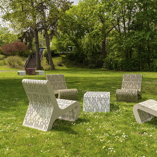 Contemporary chair - CHALIDOR 700 - BENKERT BÄNKE - outdoor / stainless steel / stainless steel base