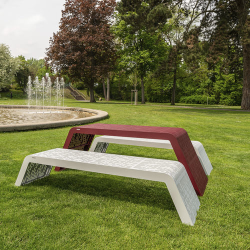 Contemporary table - CHALIDOR 700 - BENKERT BÄNKE - stainless steel / stainless steel base / rectangular