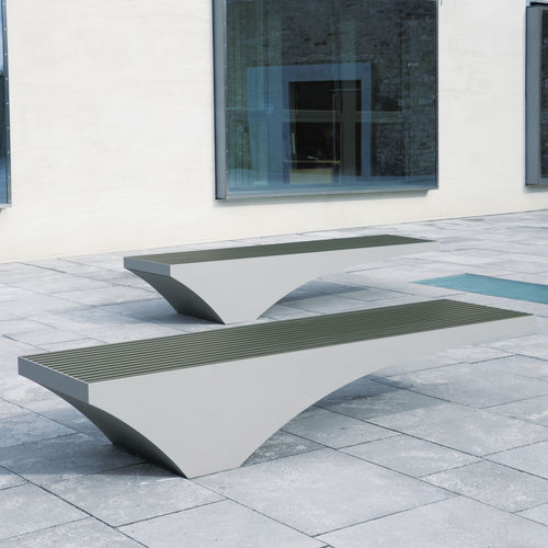 Original design public bench - COMFONY 50 - BENKERT BÄNKE - powder-coated steel / aluminum / PET