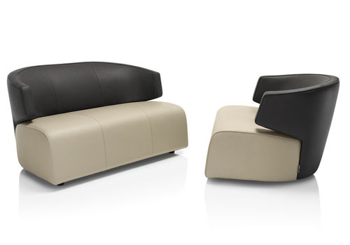 Contemporary fireside chair - KOLA - steiner - leather / fabric