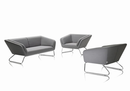 Contemporary sofa - ORA GAMI - steiner - fabric / leather / gray