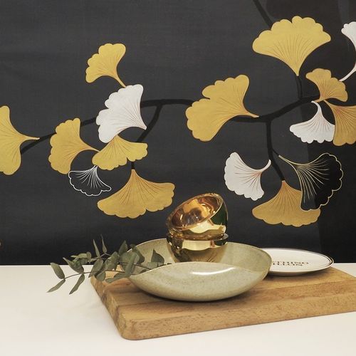 Oriental wallpaper - GINKGO - Misha wallcoverings - silk / floral / chinoiserie