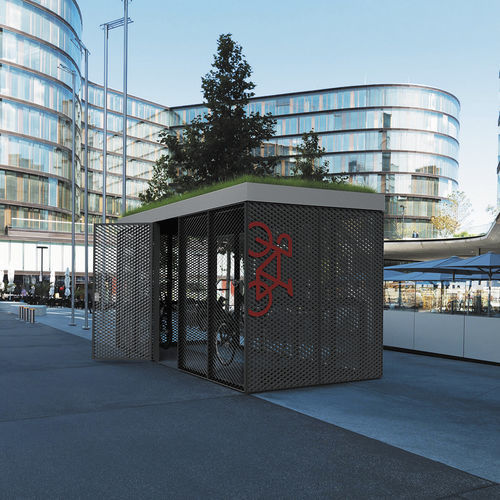 Secure cycle shelter - GARDA - METALCO - with LED light / steel / for public space