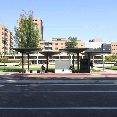 Sheet steel bus shelter - GPDUE - METALCO - powder-coated steel / with bench