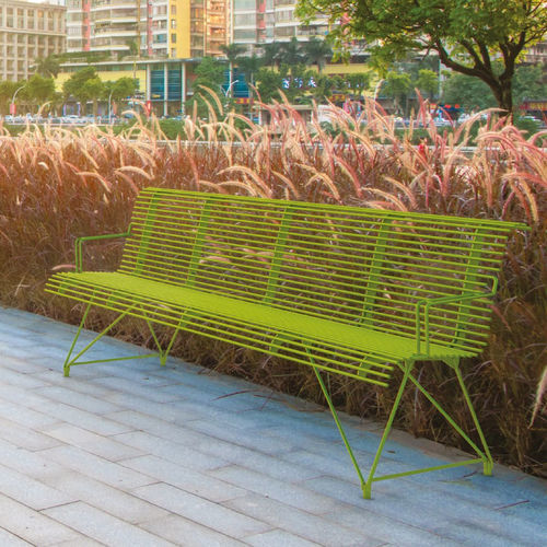 Contemporary public bench - LIBRE 2.0 - METALCO - powder-coated steel / sheet steel / with backrest