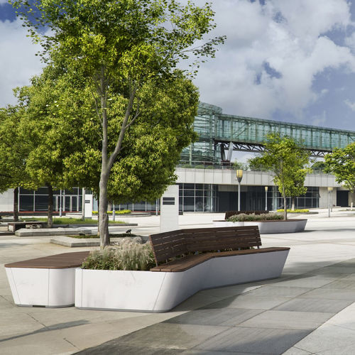 Wooden planter - CITY OF SION - METALCO - powder-coated steel / sheet steel / modular