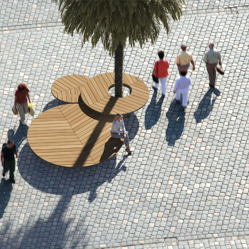 Organic design public bench - ATOLLO TREE - METALCO - in WPC / painted aluminum / painted steel