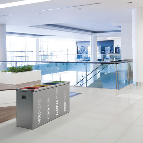 Public trash can - TERMINAL - METALCO - free-standing / stainless steel / painted steel