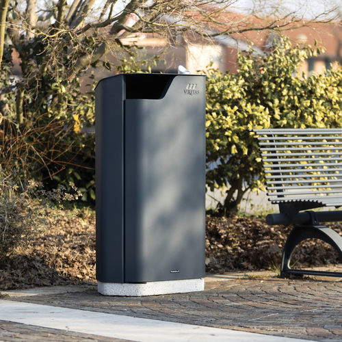 Public trash can - DIAMOND - METALCO - powder-coated steel / stainless steel / with built-in ashtray